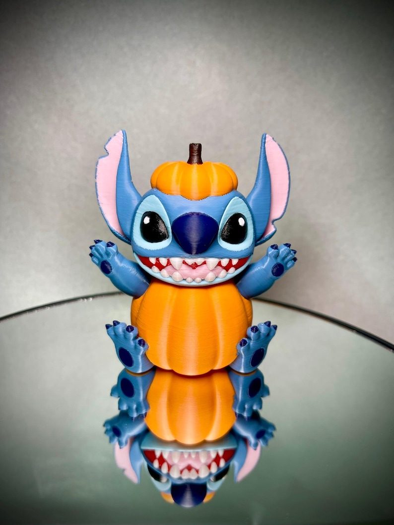 Stitch Halloween Pumpkin Figure, 3D Printed Disney Spooky Collectible image 1