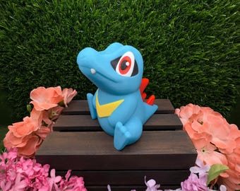 Totodile 3D Printed Pokemon Figure, Chibi Gen 2 Water Starter Collectible