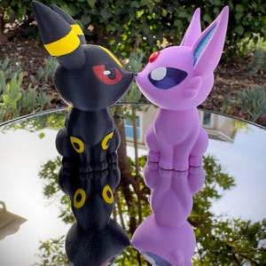 Valentine/Wedding Cake Topper: Espeon and Umbreon  (3D printed - Full Color and Ready to Paint Options)