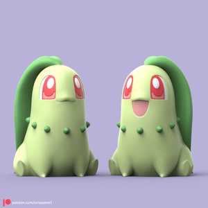 Gen 2: Chikorita  (3D printed - Full-Color & Ready to Paint Options)