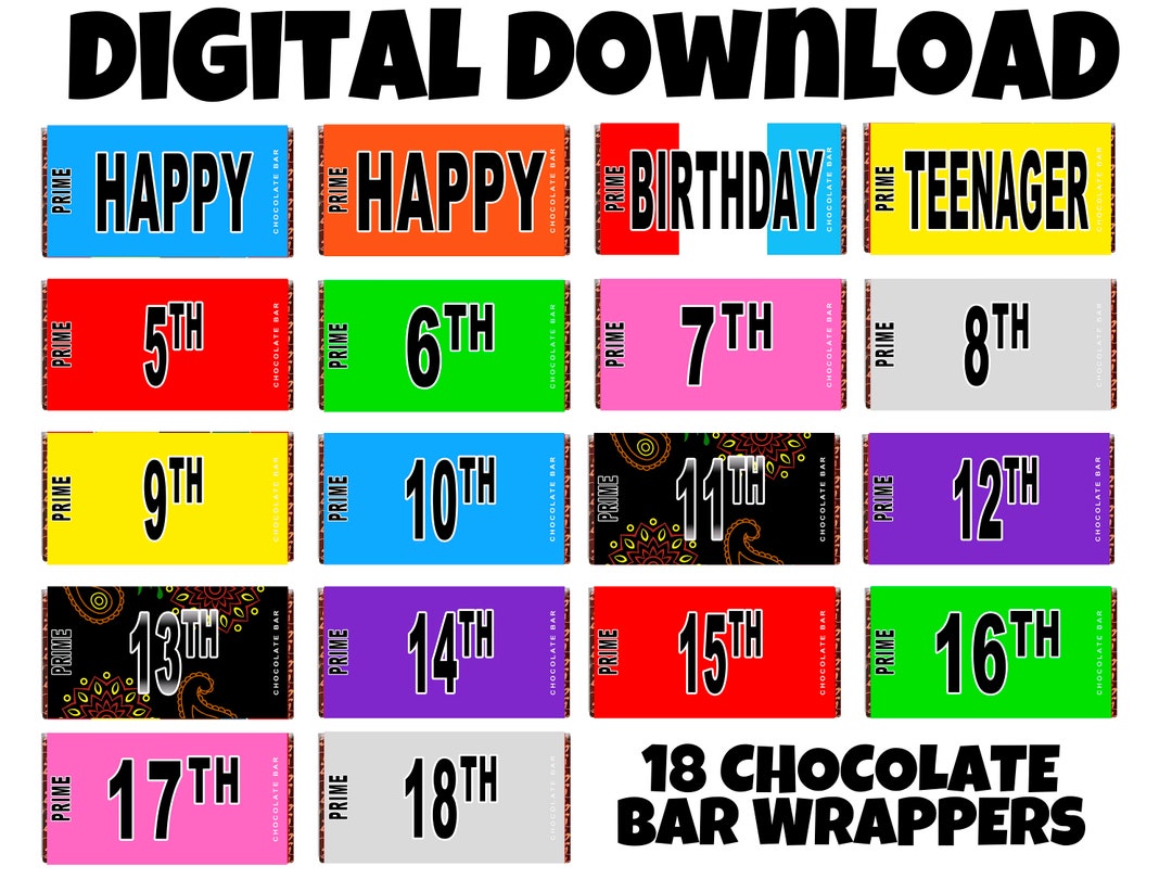 18 Prime Printable Chocolate Bar Wrapper Templates Novelty Etsy UK