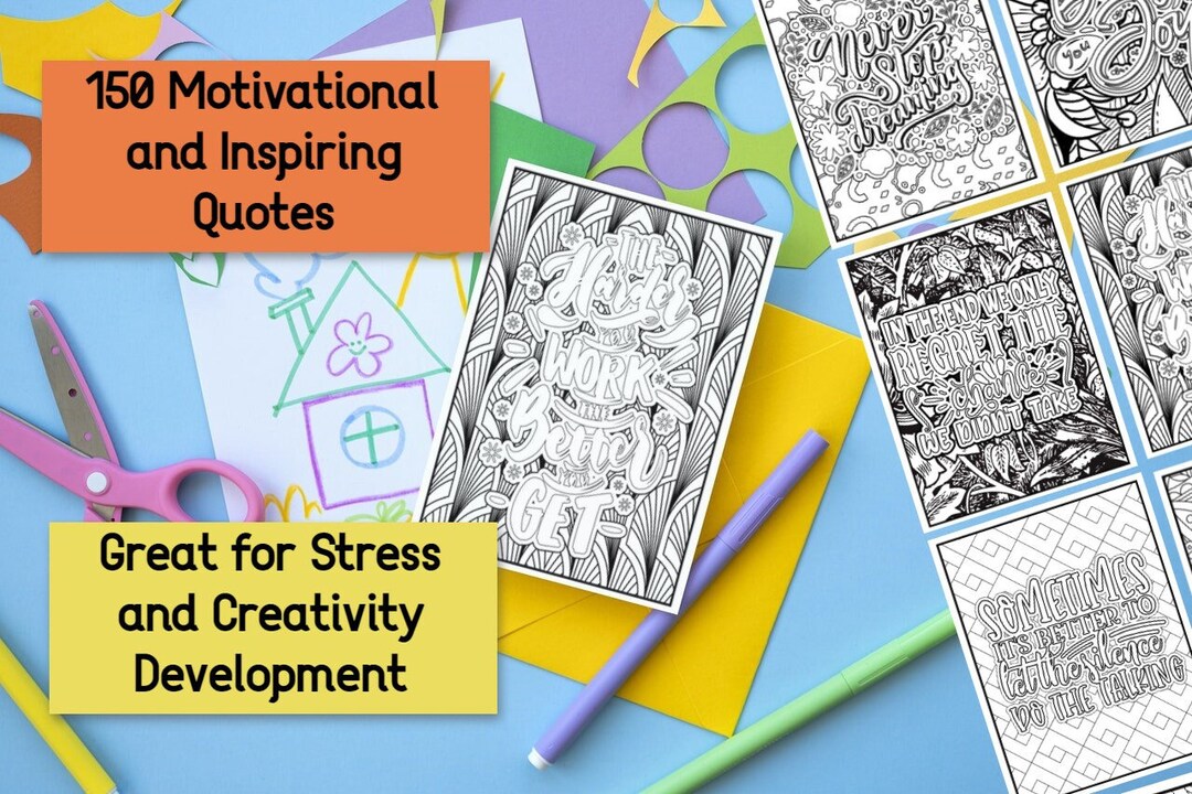 150 Inspiring Motivational Coloring Pages for Adults, Kids and Children ...