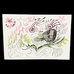 Handprinted 'Garden Imp' 2021 Serigraph Print Edition of 9 Signed and Numbered