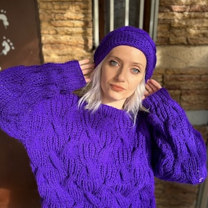 Women’s angora handmade sweater purple