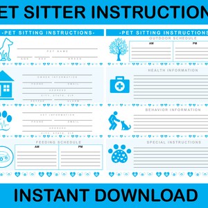 Pet Sitting Instructions - Blue