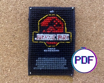JURASSIC PARK Mini Movie Poster Cross Stitch Pattern (PDF)