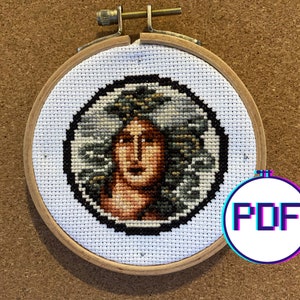 Ancient Greek Medusa Mosaic Cross-Stitch Pattern (PDF)