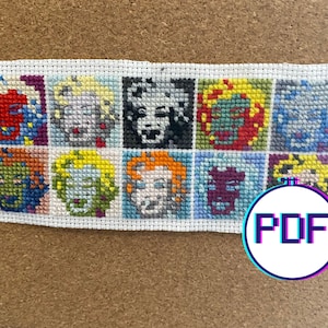 Andy Warhol 10 MARILYNS Mini Art Cross Stitch Pattern PDF Download