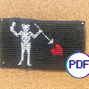 Our Flag Means Death Blackbeard&#39;s Flag Mini Cross Stitch Pattern PDF Download