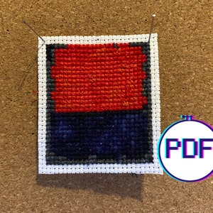 Mark Rothko Number 207 (Red Over Dark Blue on Dark Gray) Mini Modern Art Cross Stitch Pattern PDF Download