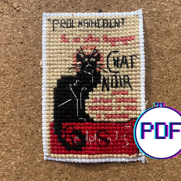 Theophile Steinlen Le Chat Noir Poster Mini Art Cross Stitch Pattern (PDF)