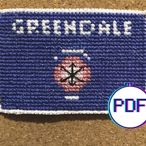 COMMUNITY Greendale Flag Mini Cross Stitch Pattern PDF Download