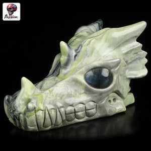 Nephrite Jade Butter / Stone Dragon / Collectible Natural Crystal, Collectible Skull Dragon