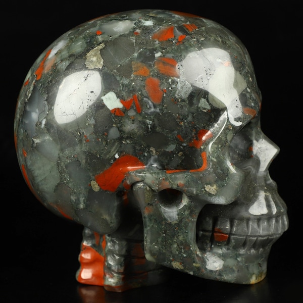 Jaspe Sanguin Africain  /  collection / Lithothérapie / Decoration/ tète de mort Cranio , SchÄdel , Craneo , Skull , reikin Crystal Skull