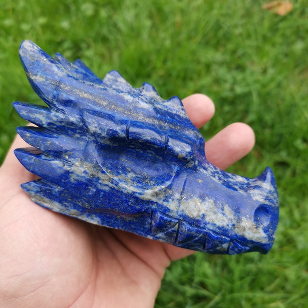 Lapis lazuli / Sculpture Tête de Dragon Cristal / Pierre naturelle de collection