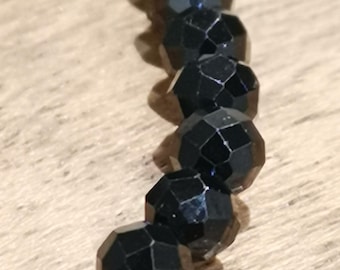Black SPINELLE, Custom Bracelet of your Choice, 4mm Faceted Round Bead