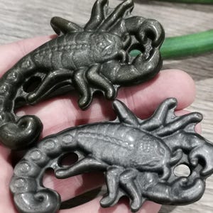 Silver or Gold Obsidian / Green Aventurine OF YOUR CHOICE, Scorpion engraved on natural stone / 50 grams