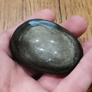 Obsidian Gold golden reflection, pebble, palm stone, Top quality