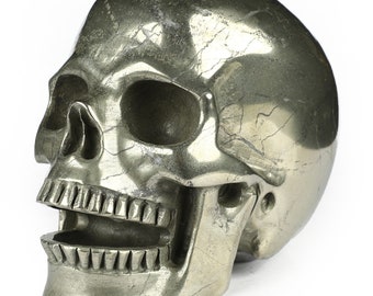 Pyrite , Crâne Chanteur / Rieur en pierre de collection / Lithothérapie / Decoration / Vanité,  Cranio , SchÄdel , Craneo , Crystal Skull