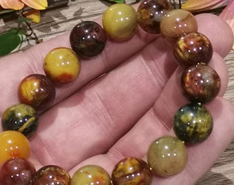 Beautiful Pietersite from Namibia, 12 MM Round bead bracelet, CUSTOM-MADE in 12 Mm Round Beads