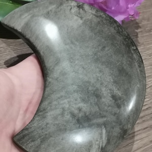 Obsidian Gold golden reflection, Large MOON in natural stone, Top quality Grade AAA