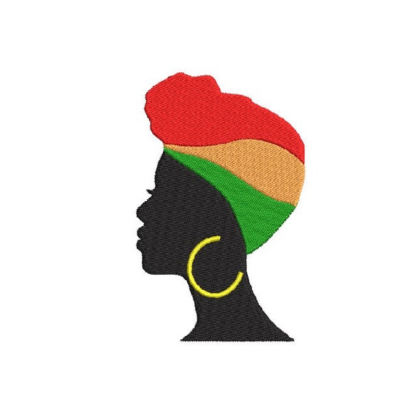 African Woman Head Scarf Embroidery Design