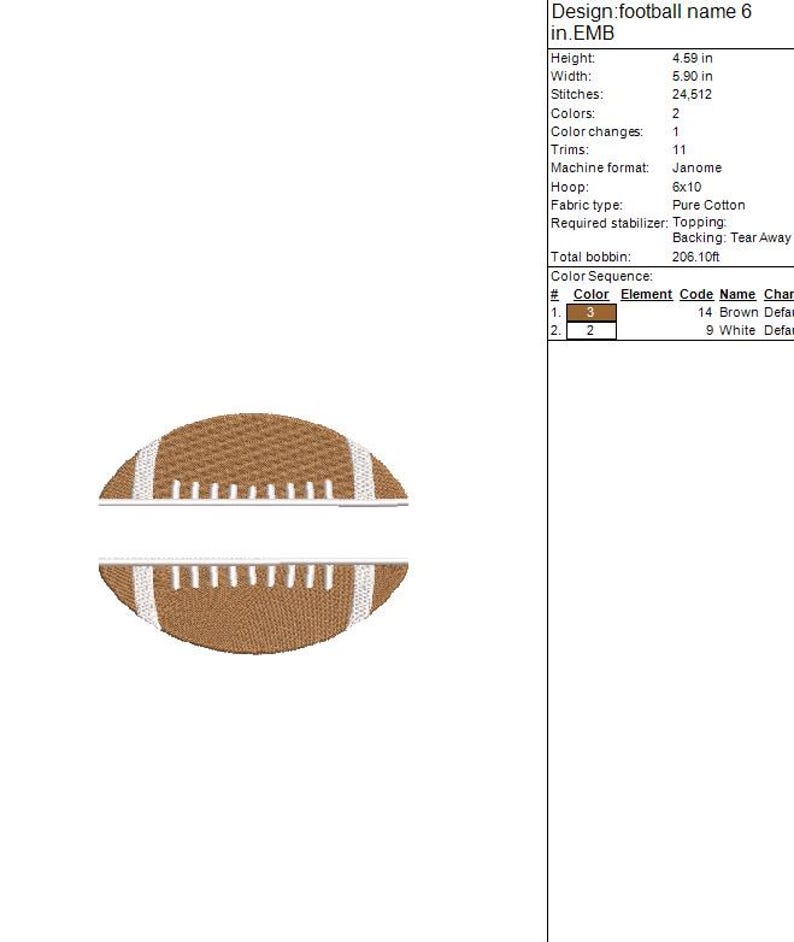 Football Name Embroidery Design - Etsy