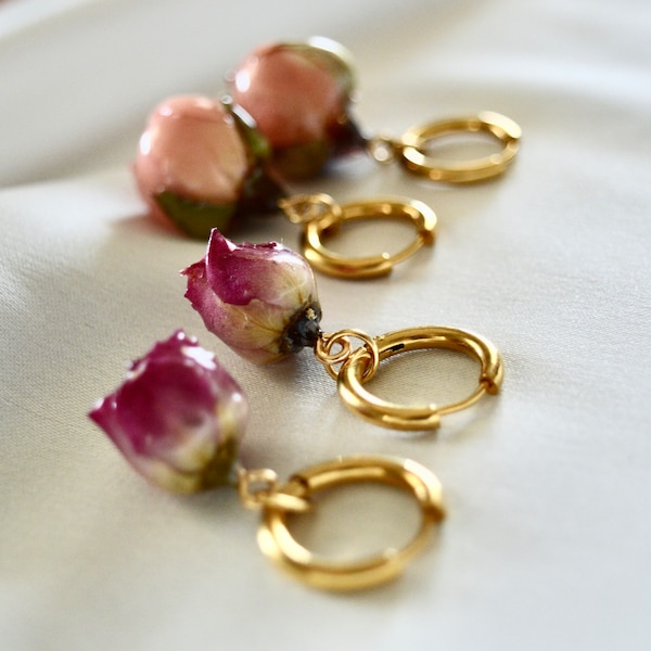 Rose Bud Earrings Etsy