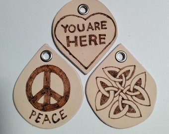 Leather Bookmarks or Keychains with Pyrography