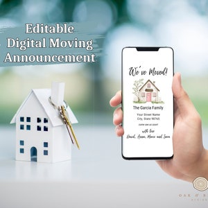 Annonce de déménagement numérique | Modèle de faire-part de déménagement modifiable| Annonce de déménagement sur mobile