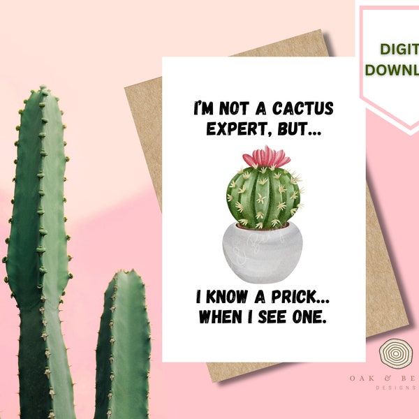 Prick Cactus Card| Divorce card | Friend divorce Card| Digital Download| Printable Card | 4x6 card