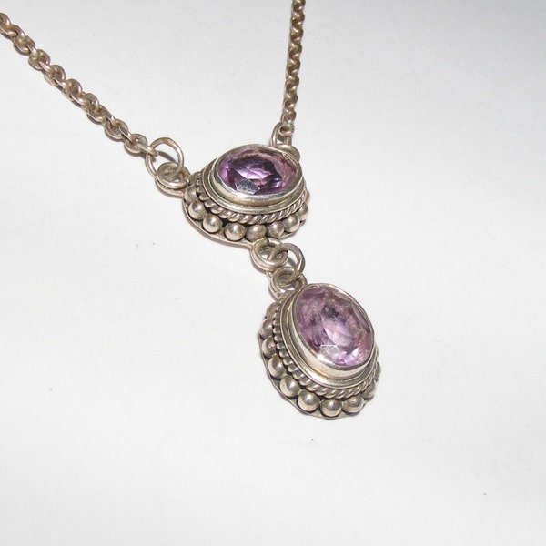 Vintage Suarti BA Bali Amethyst Sterling Silver Necklace Signed