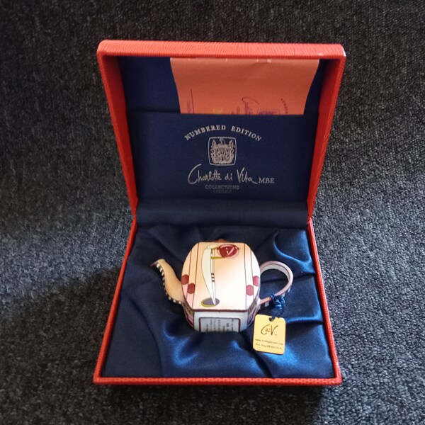 Charlotte Di Vita Miniature Ornamental Teapot Boxed Charles Rennie McIntosh Stylized Woman design CRM01 Goebel