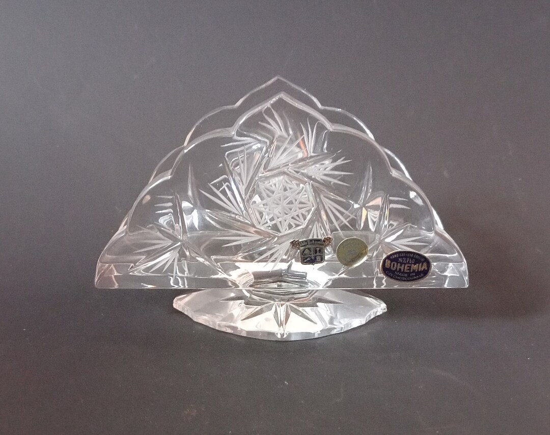 Boxed Bohemia Lead Crystal Glass Napkin or Letter Holder Etsy