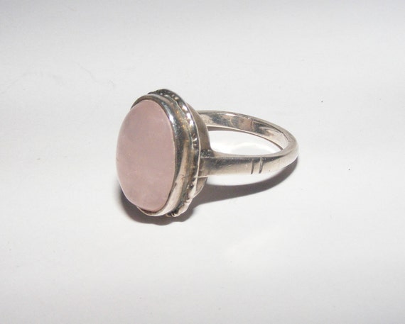 Vintage Sterling Silver Rose Quartz Bypass Ring Multistone Sz 6