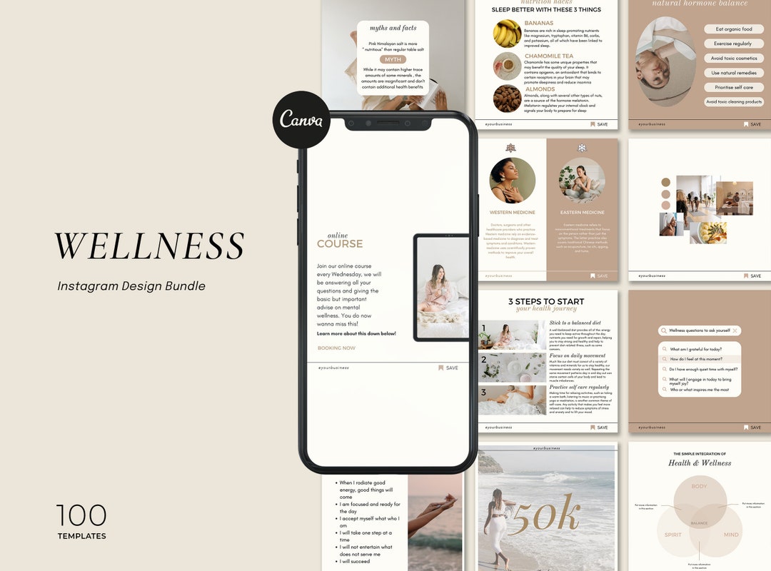 Health and Wellness Instagram Templates Neutral Canva - Etsy