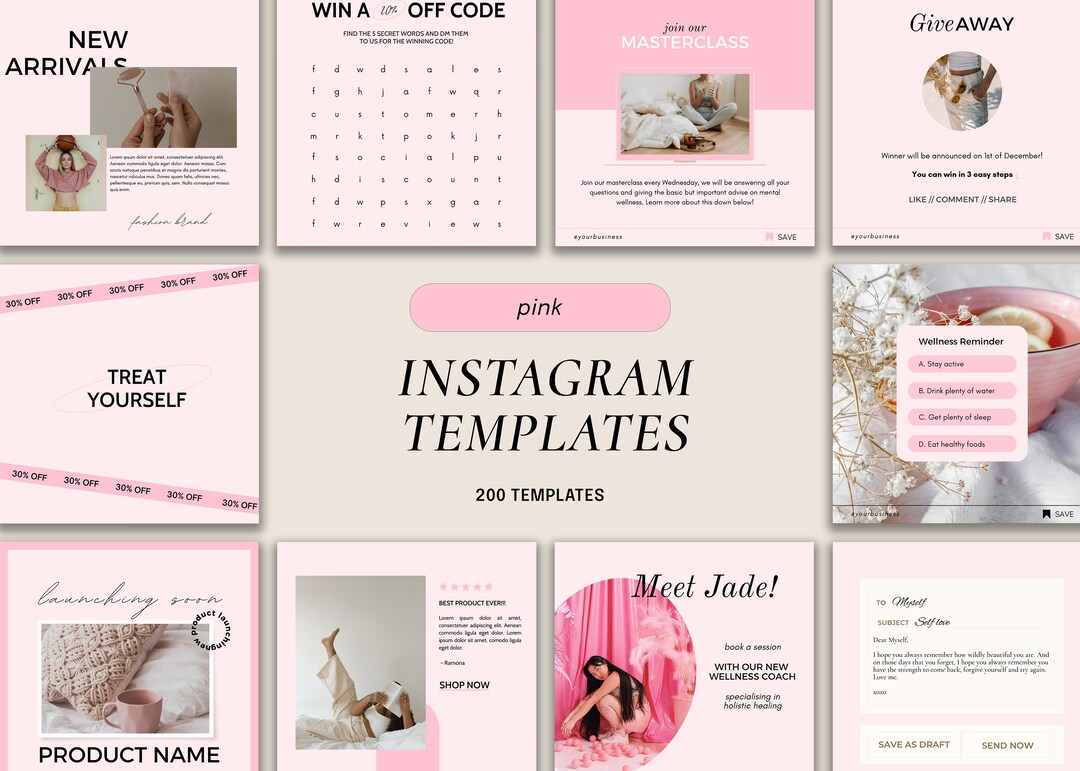 200 Pink Instagram Post Templates Canva Instagram Templates - Etsy ...
