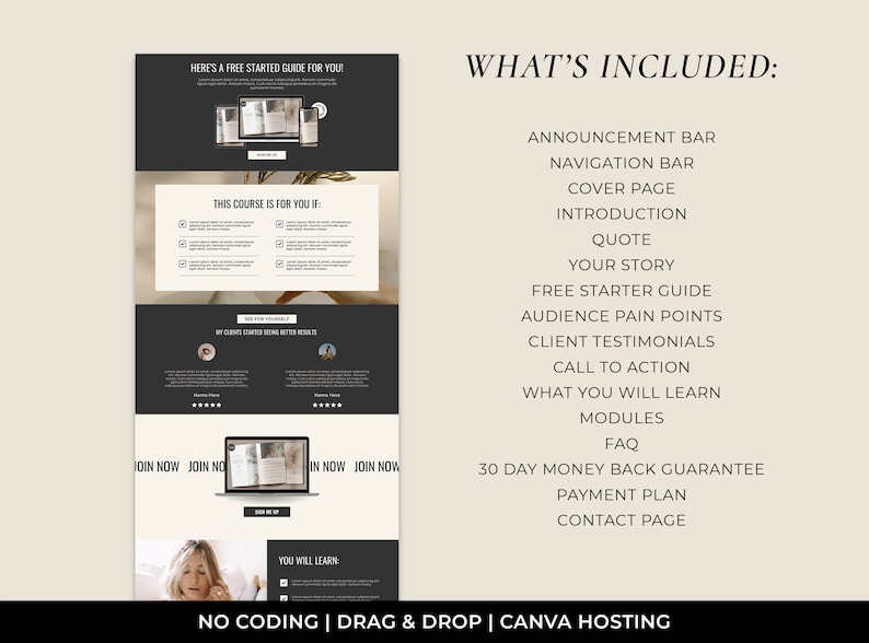 Canva Website Template, Sales Page Template Coaching Website, Editable Landing Page Template, Website Templates, Coaching, One Page Website image 2
