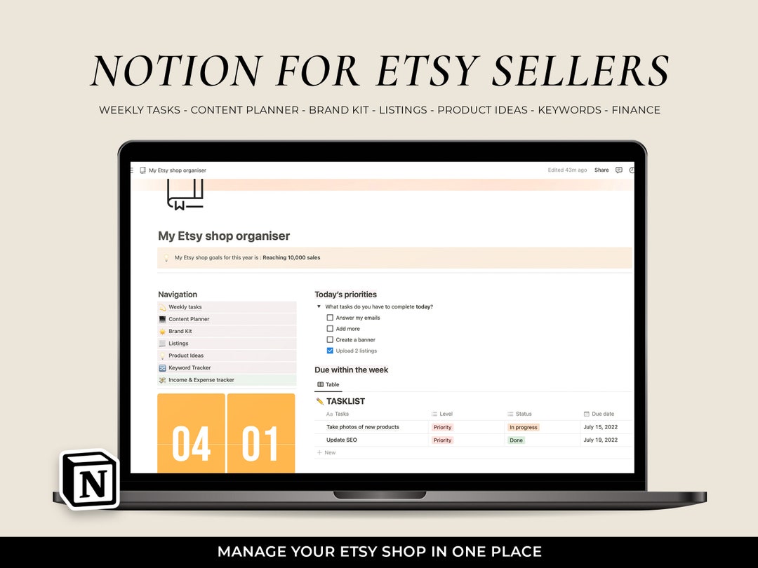 Notion Template for Etsy Sellers, Etsy Seller Digital Planner, Planner Notion Template for Etsy Sellers, Etsy Seller Digital Planner, Planner