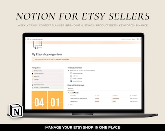 Notion Template for Etsy Sellers, Etsy Seller Digital Planner, Planner for Small Business Owners, Minimalist Digital Planner