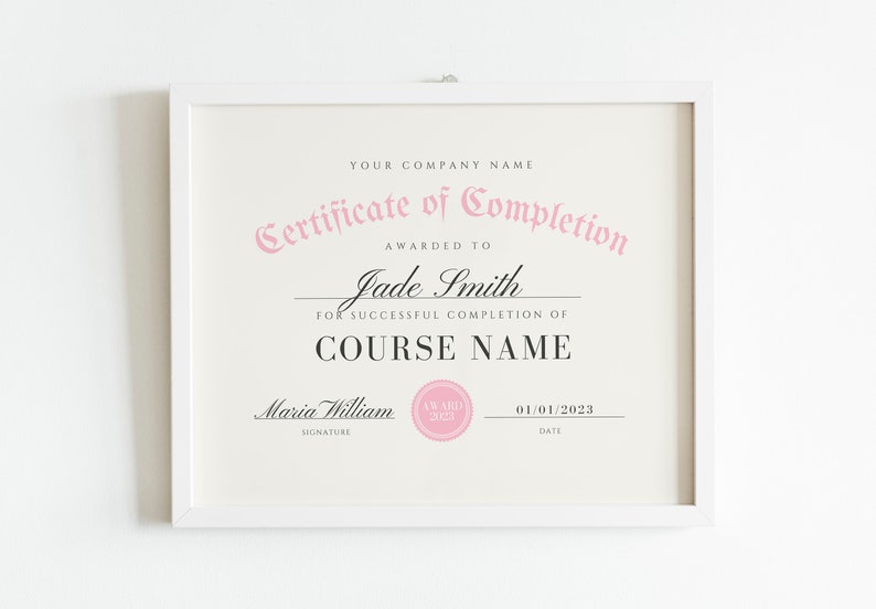 Canva certificate of completion template lash artist certificate