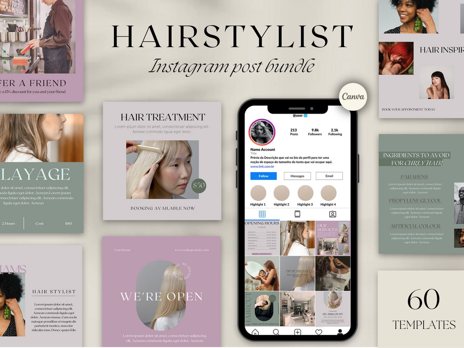 Hairstylist Instagram Post Templates Canva Hair Salon - Etsy Hairstylist Instagram Post Templates Canva Hair Salon - Etsy
