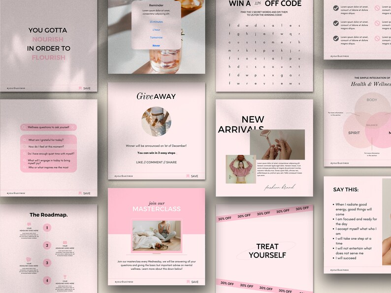 Pink Instagram Post Templates Canva Instagram Templates - Etsy