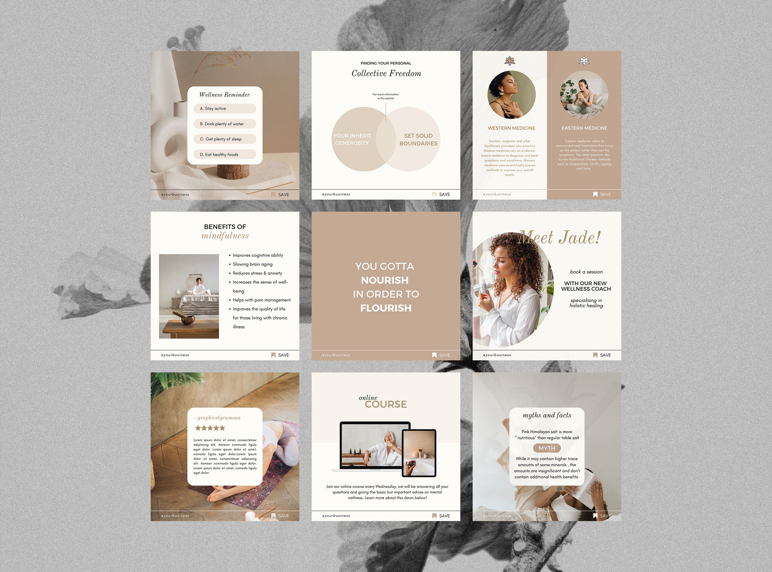 Health and Wellness Instagram Templates Neutral Canva - Etsy