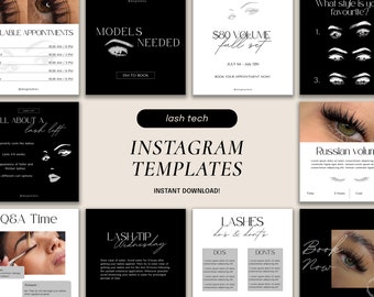 130 Lash Tech Instagram Post Templates ,Black and White Lash Extension Posts,Lash Artist Content,Lash Quotes, Social Media Lash,Beauty Insta