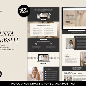 Canva Website Template, Sales Page Template Coaching Website, Editable Landing Page Template, Website Templates, Coaching, One Page Website image 1