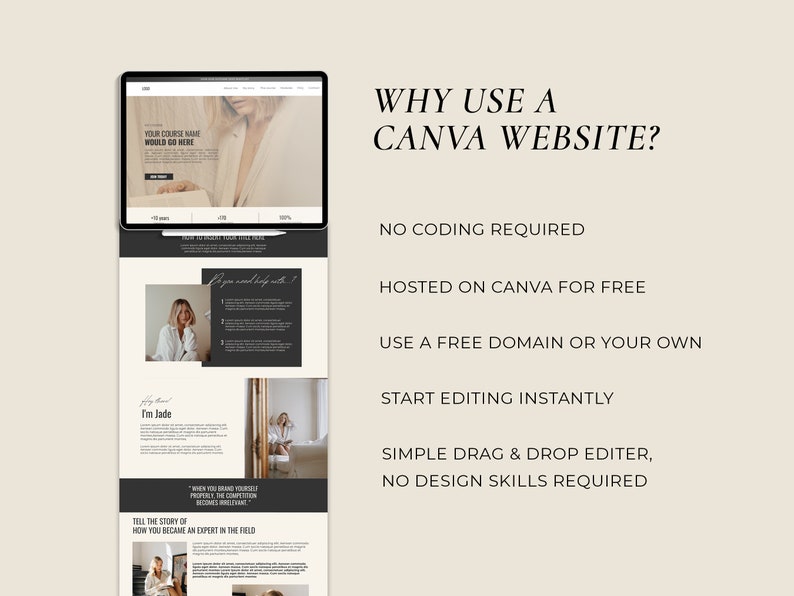 Canva Website Template, Sales Page Template Coaching Website, Editable Landing Page Template, Website Templates, Coaching, One Page Website image 4