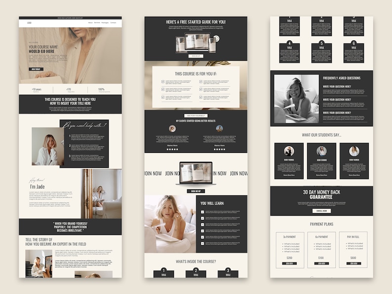 Canva Website Template, Sales Page Template Coaching Website, Editable Landing Page Template, Website Templates, Coaching, One Page Website image 6