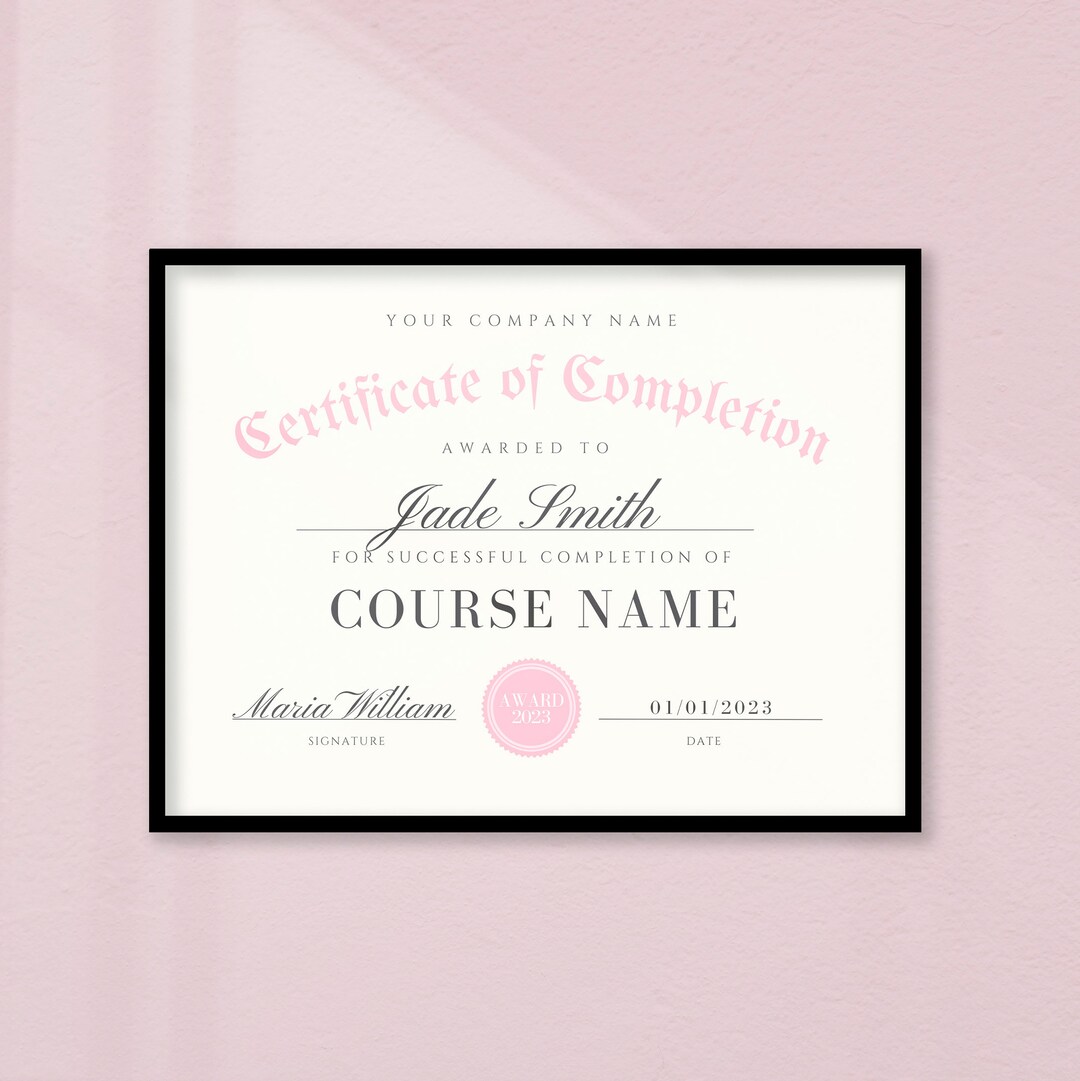 Canva Certificate Of Completion Template