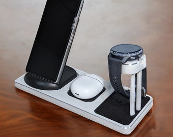 Custom Aluminum Charging Stand made for Garmin Smartwatches Wireless Combo with Headphone Charger